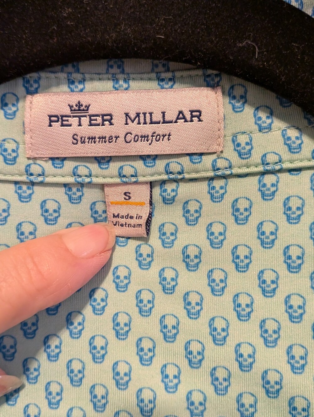 PETER Millar Summer Comfort "SKULLS" print Performance Golf Polo Shirt Size S - Picture 7 of 7
